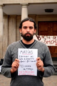 Matías. Educador del Centro de Desarrollo Infantil del Barrio Carlos Gardel. 10 meses de trabajo. Despedido del Niñez y Juventud.